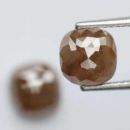 3.05 CT Pair Of Glaring Multi Faceted Flat Back Stunning Cushion Shape Fancy Reddish Brown Loose Earth Mined Salt and Pepper Diamond