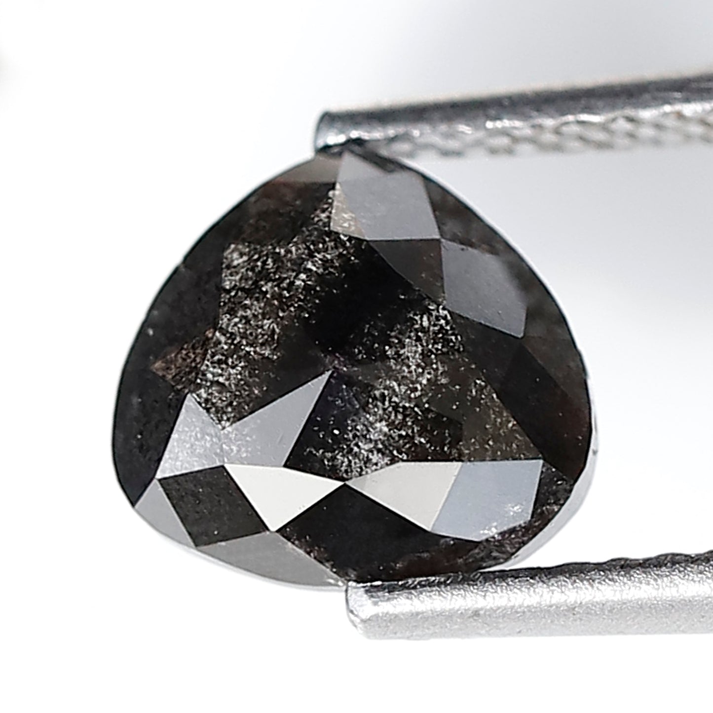 1.48 Ct Pear Shape Salt and Pepper Diamond 7 MM Natural Loose Grey Black Color Diamond
