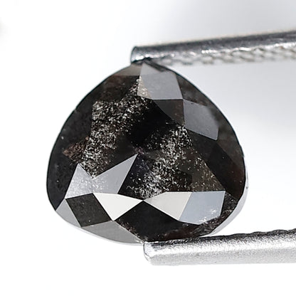 1.48 Ct Pear Shape Salt and Pepper Diamond 7 MM Natural Loose Grey Black Color Diamond