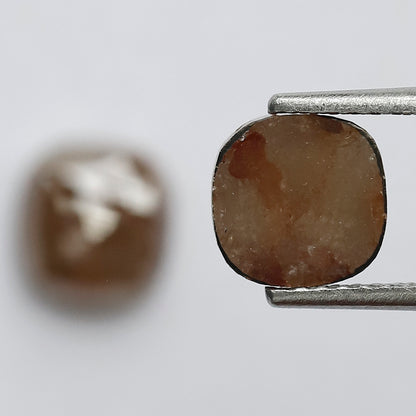 3.05 CT Pair Of Glaring Multi Faceted Flat Back Stunning Cushion Shape Fancy Reddish Brown Loose Earth Mined Salt and Pepper Diamond