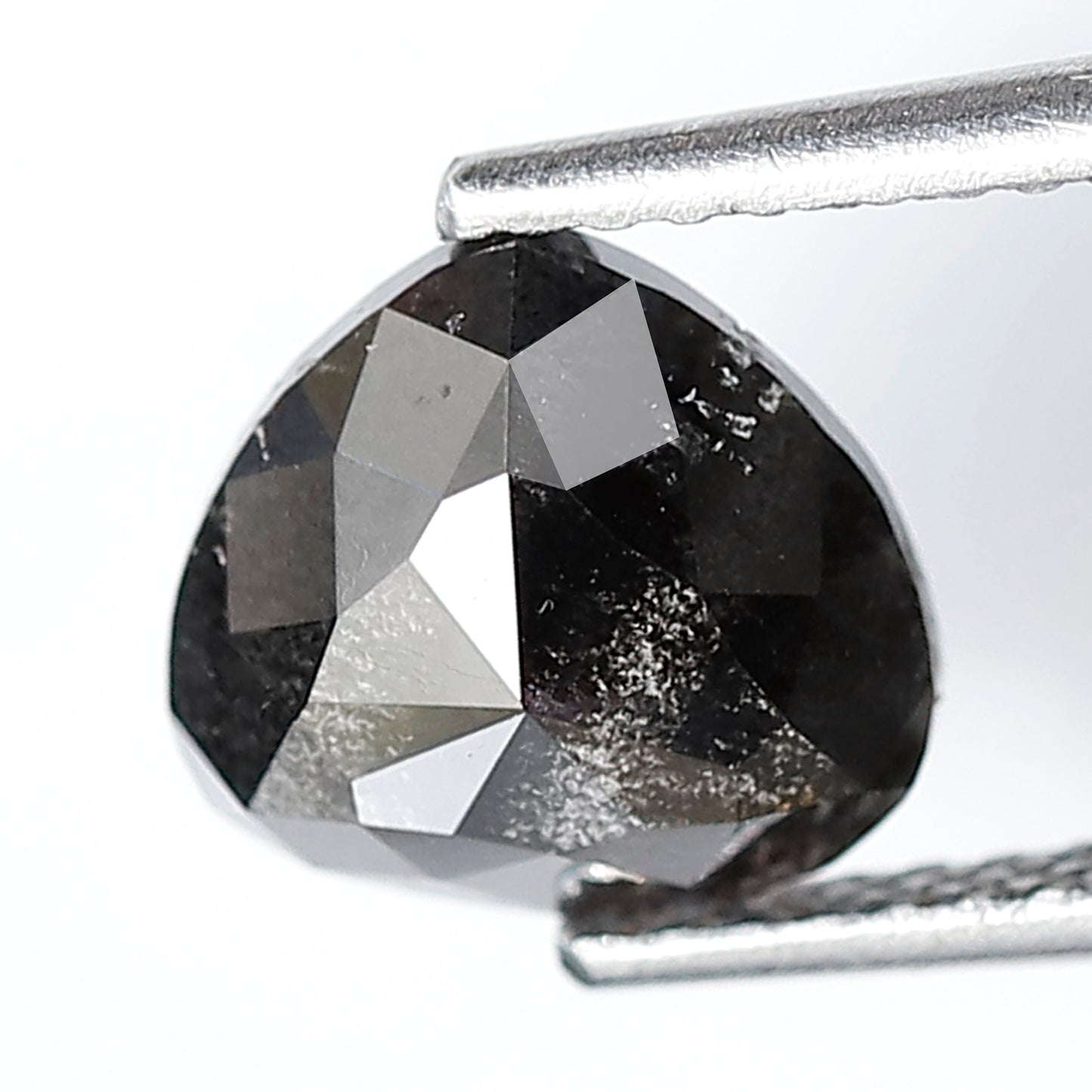 1.48 Ct Pear Shape Salt and Pepper Diamond 7 MM Natural Loose Grey Black Color Diamond