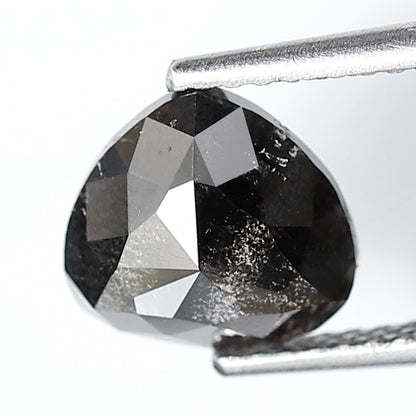1.48 Ct Pear Shape Salt and Pepper Diamond 7 MM Natural Loose Grey Black Color Diamond