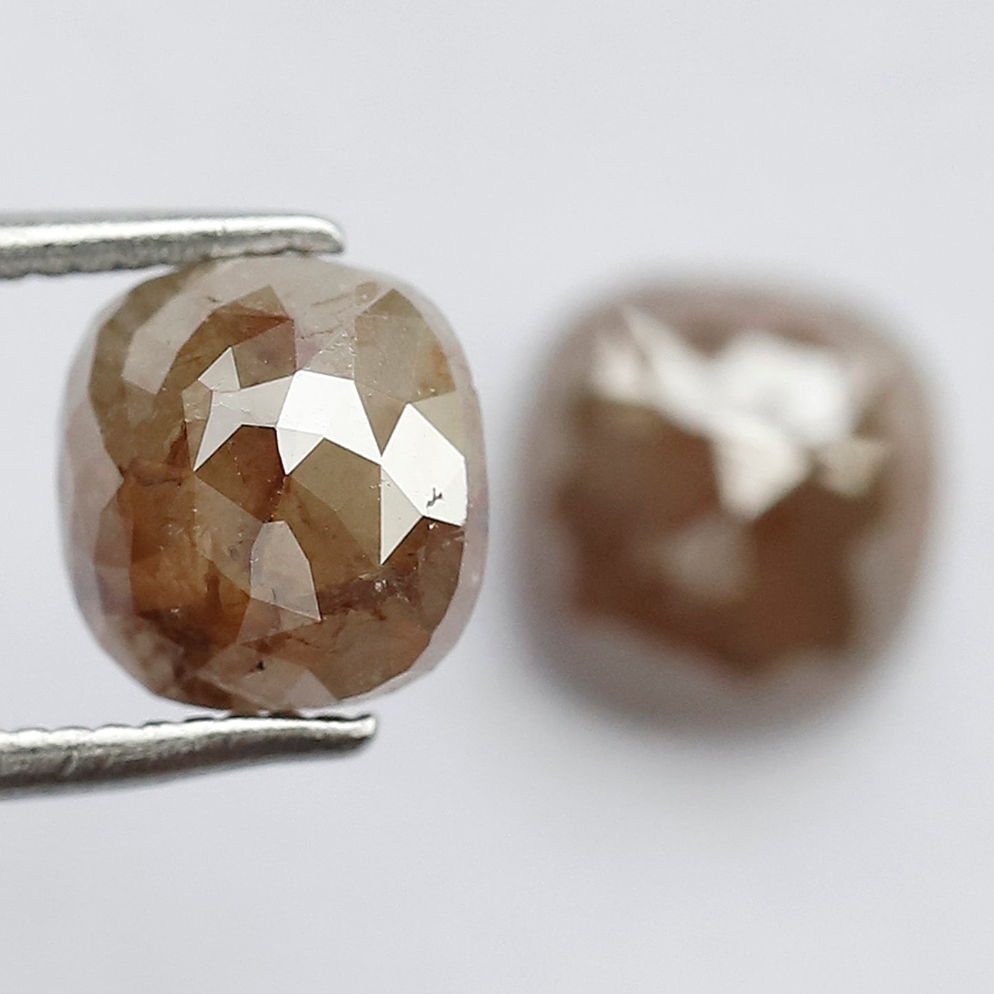 3.05 CT Pair Of Glaring Multi Faceted Flat Back Stunning Cushion Shape Fancy Reddish Brown Loose Earth Mined Salt and Pepper Diamond