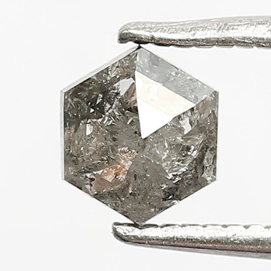 0.51 CT Hexagon shape Natural loose 5.40 MM Grey Black color salt and pepper Diamond