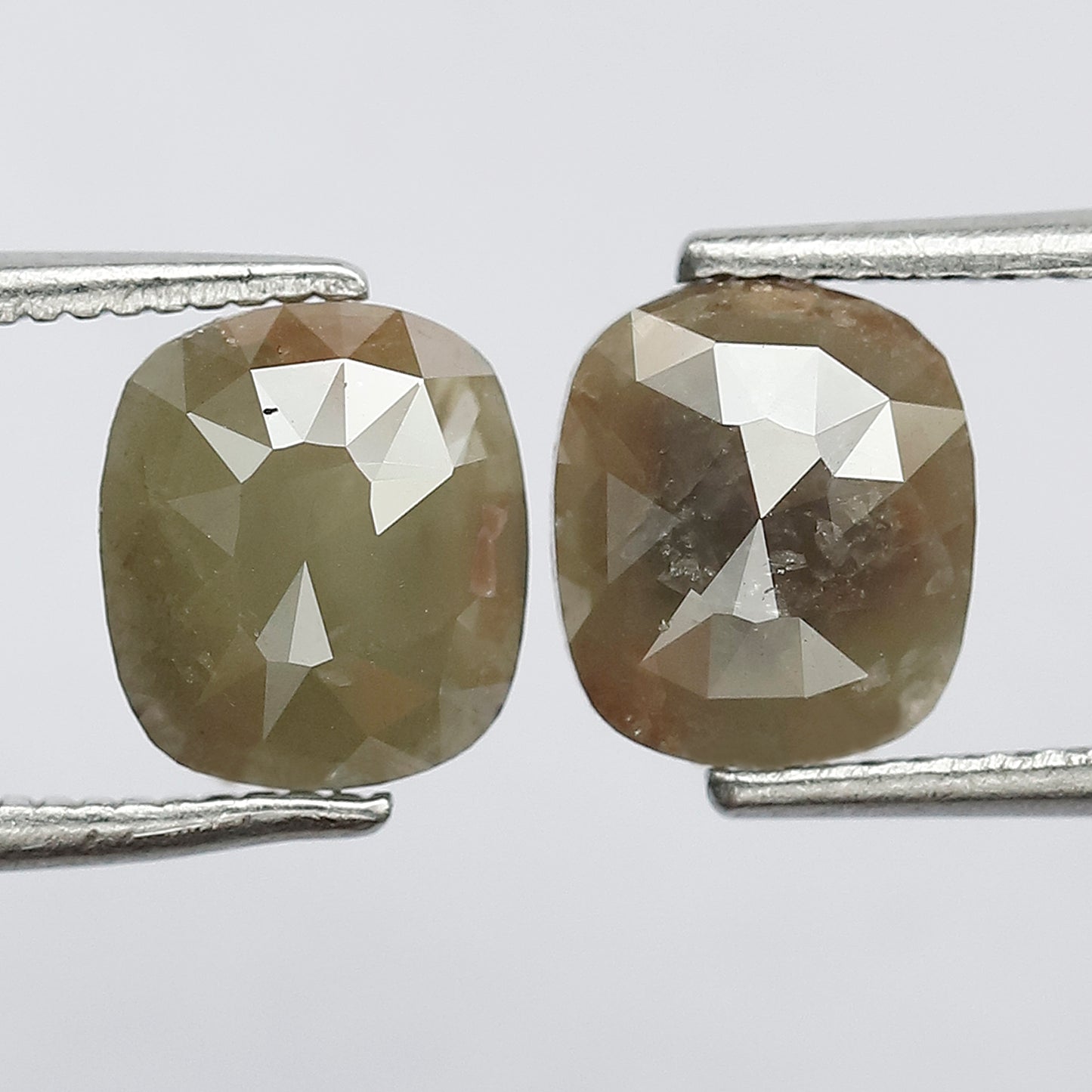 2.30 CT Twin Pair of Perfect Cut Fully Polished Flat Back Splendid Greenish Grey Oval Shape Salt and Pepper Diamond Ideal For Making Earring