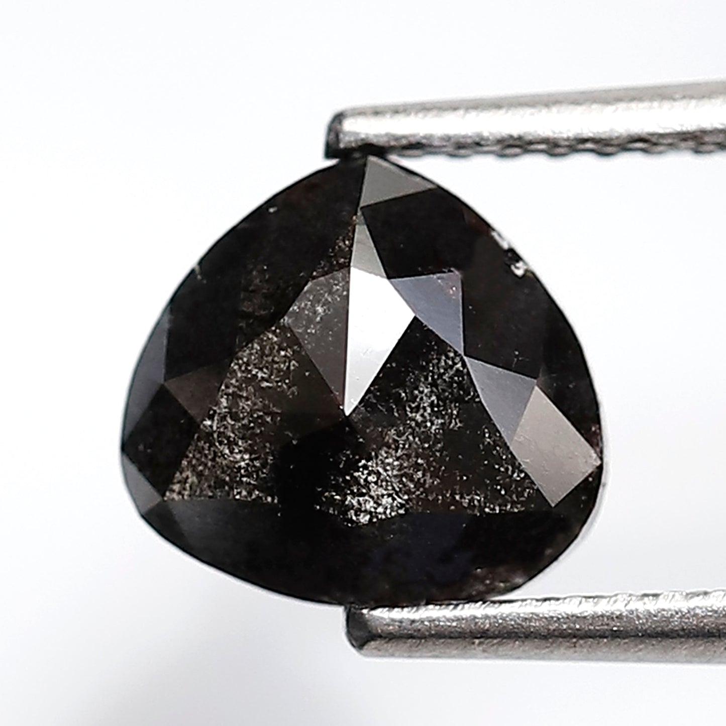 1.48 Ct Pear Shape Salt and Pepper Diamond 7 MM Natural Loose Grey Black Color Diamond