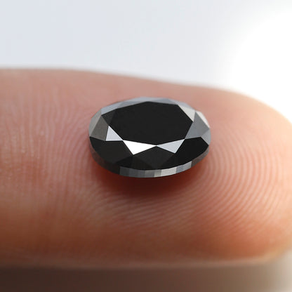Oval Cut 2.22 Ct Black Diamond, Natural Treated Loose Diamond, 9.40 x 7.60 mm Stone for Custom Ring