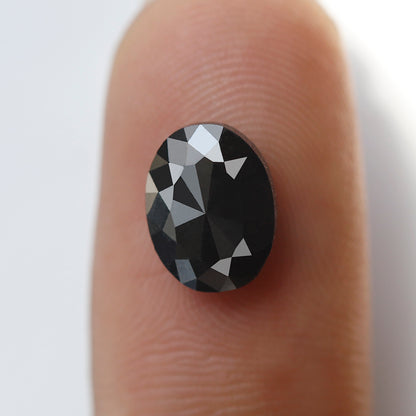 Oval Cut 2.22 Ct Black Diamond, Natural Treated Loose Diamond, 9.40 x 7.60 mm Stone for Custom Ring