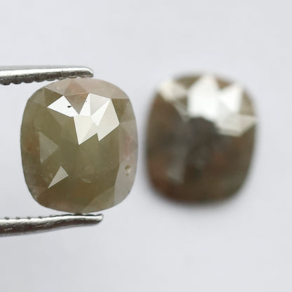 2.30 CT Twin Pair of Perfect Cut Fully Polished Flat Back Splendid Greenish Grey Oval Shape Salt and Pepper Diamond Ideal For Making Earring