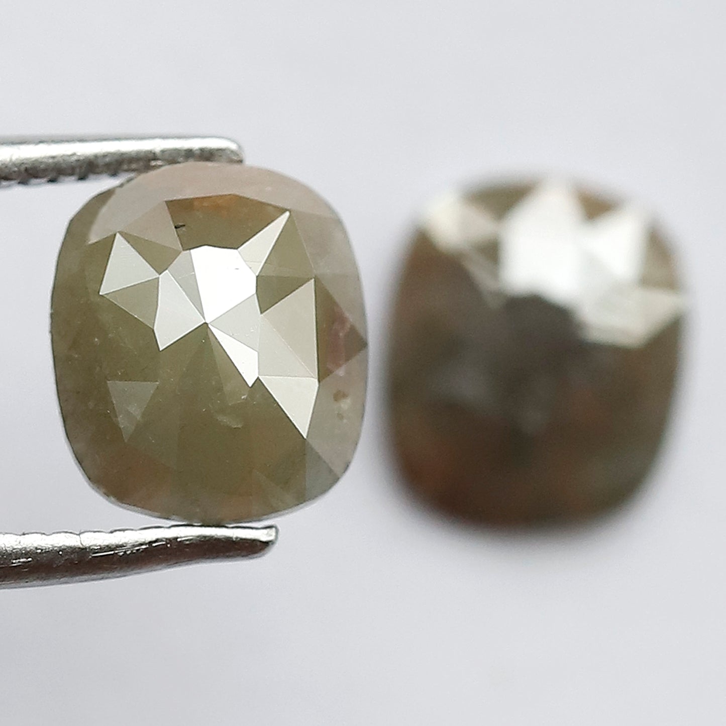 2.30 CT Twin Pair of Perfect Cut Fully Polished Flat Back Splendid Greenish Grey Oval Shape Salt and Pepper Diamond Ideal For Making Earring