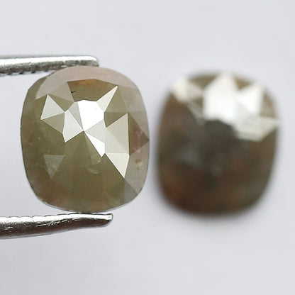 2.30 CT Twin Pair of Perfect Cut Fully Polished Flat Back Splendid Greenish Grey Oval Shape Salt and Pepper Diamond Ideal For Making Earring