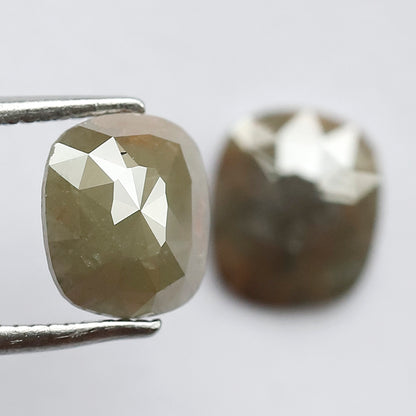 2.30 CT Twin Pair of Perfect Cut Fully Polished Flat Back Splendid Greenish Grey Oval Shape Salt and Pepper Diamond Ideal For Making Earring