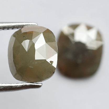 2.30 CT Twin Pair of Perfect Cut Fully Polished Flat Back Splendid Greenish Grey Oval Shape Salt and Pepper Diamond Ideal For Making Earring