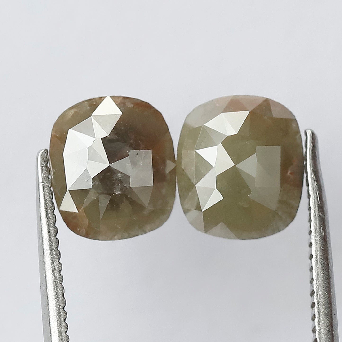 2.30 CT Twin Pair of Perfect Cut Fully Polished Flat Back Splendid Greenish Grey Oval Shape Salt and Pepper Diamond Ideal For Making Earring