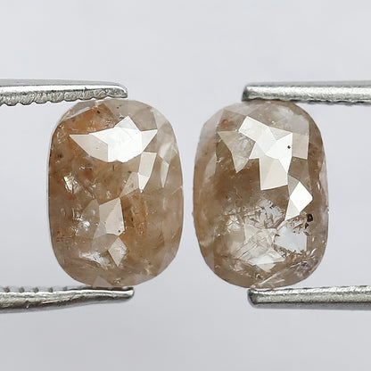 8 MM Twin Pair Of Splendid Fancy Reddish Brown color 2.33 CT Oval Shape Loose Earth Mined Natural Rustic Diamond