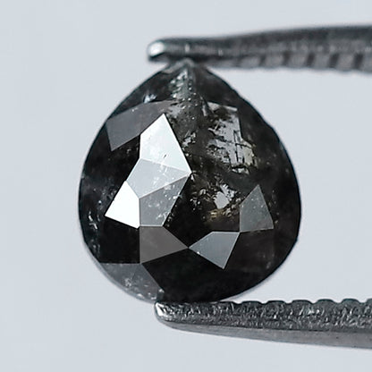 0.83 CT 6 MM Pear Shape Salt and Pepper Diamond Dark Grey Black Color Loose Natural Rose Cut Diamond For Jewelry