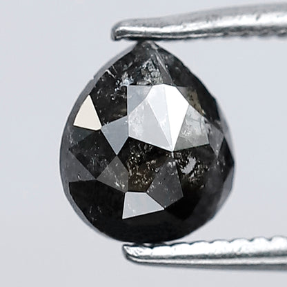 0.83 CT 6 MM Pear Shape Salt and Pepper Diamond Dark Grey Black Color Loose Natural Rose Cut Diamond For Jewelry