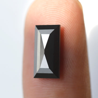 Baguette Cut 3.11 Ct Black Diamond, Natural Treated Loose Diamond, 12 x 6 mm for Wedding Band