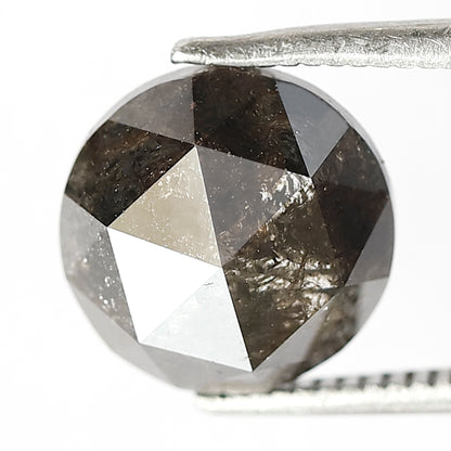 3.15 CT Round Rose cut 9.20 MM Grey Black color salt and pepper diamond