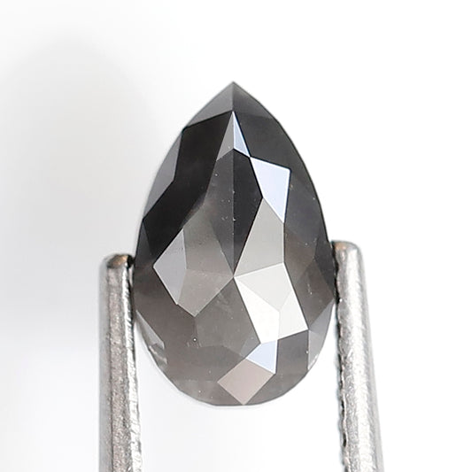 1.19 Ct Pear Shape Natural Loose Diamond 8 MM Grey Black Color Salt and Pepper Diamond