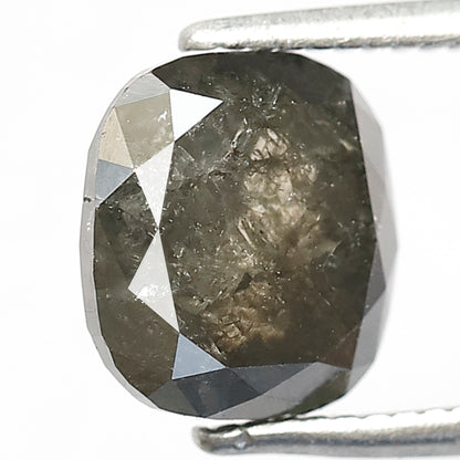 2.62 CT Cushion shape Dark greenish 8 mm natural loose salt and pepper diamond