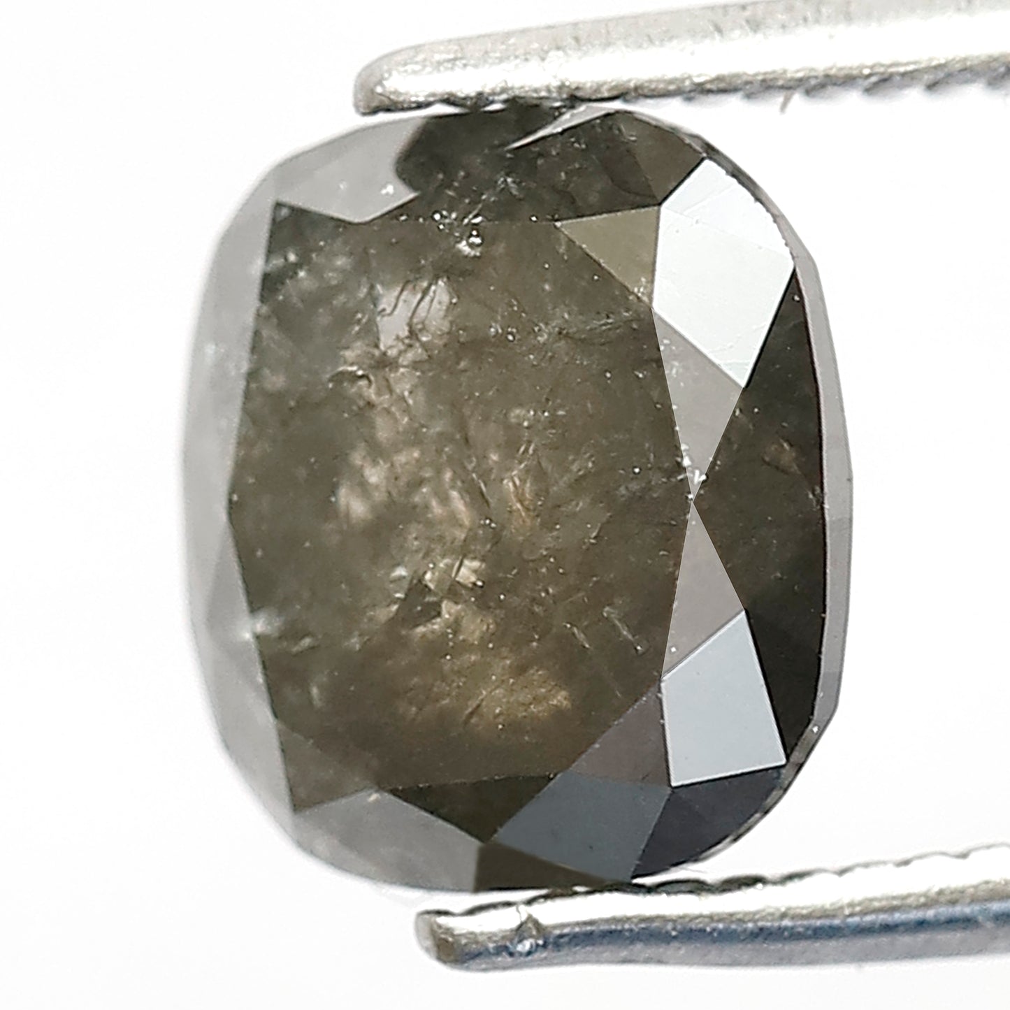 2.62 CT Cushion shape Dark greenish 8 mm natural loose salt and pepper diamond