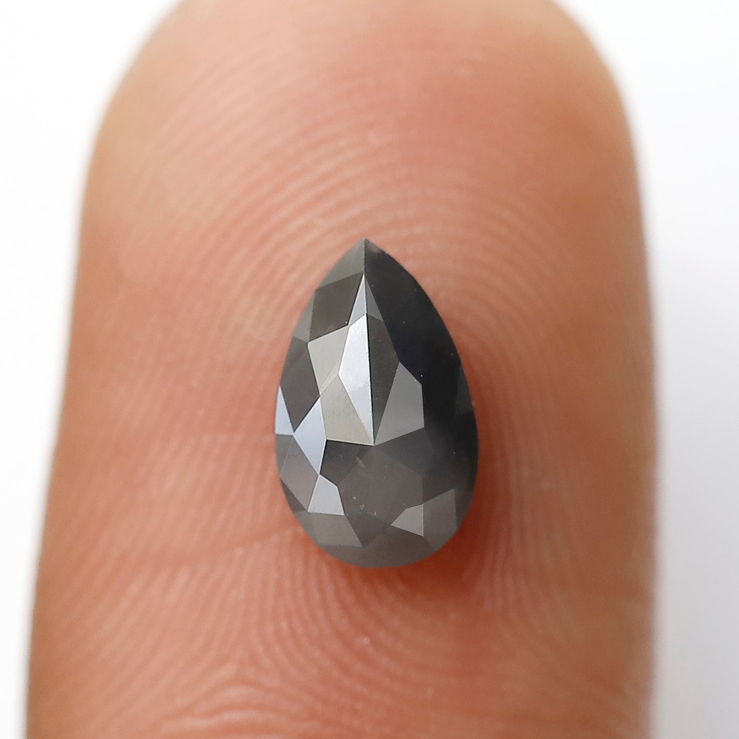 1.19 Ct Pear Shape Natural Loose Diamond 8 MM Grey Black Color Salt and Pepper Diamond