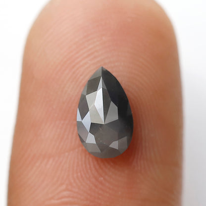 1.19 Ct Pear Shape Natural Loose Diamond 8 MM Grey Black Color Salt and Pepper Diamond