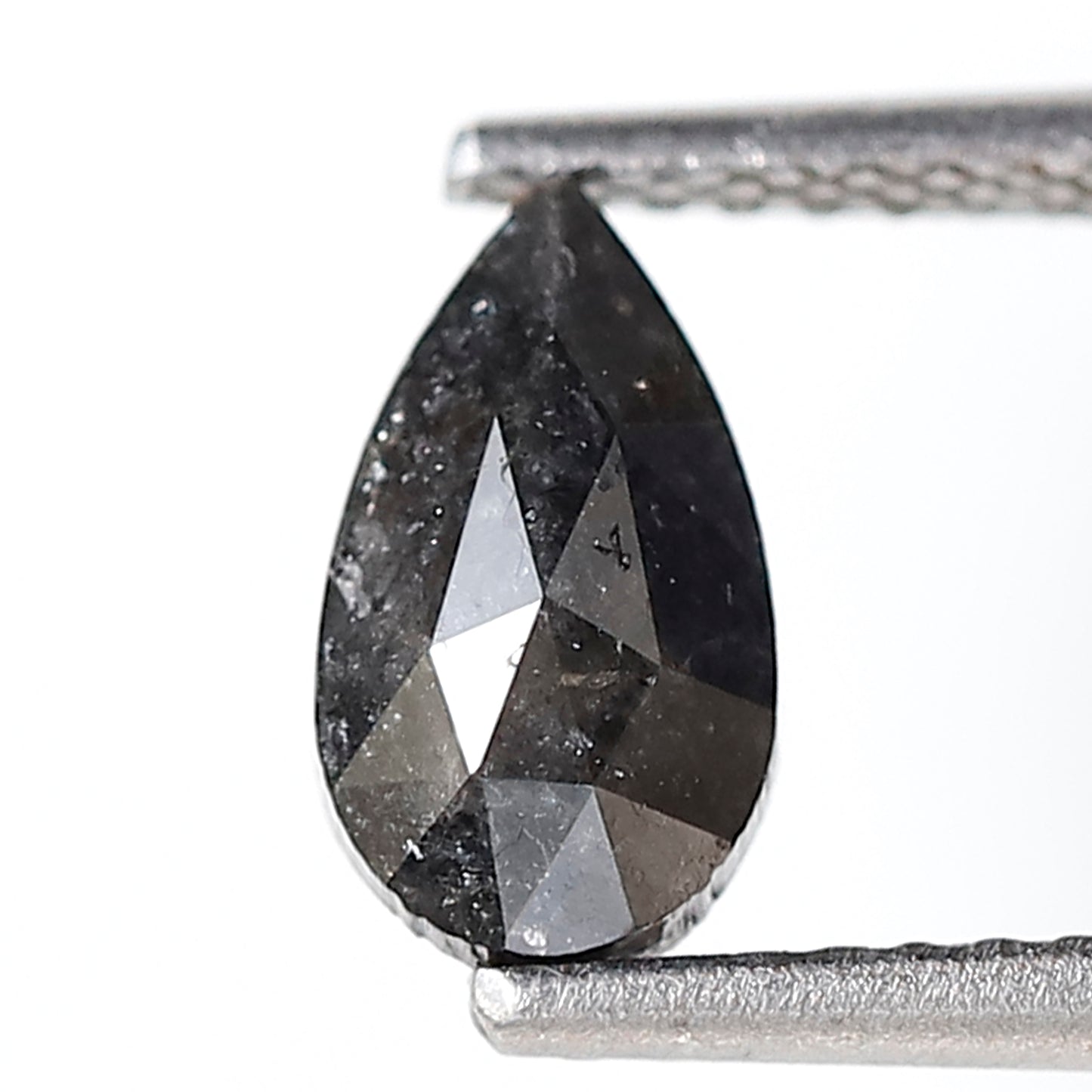 0.94 Ct Pear Shape Salt and Pepper Diamond 8 MM Grey Black Color natural Loose Diamond