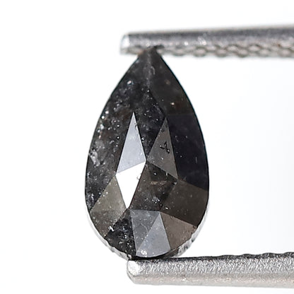 0.94 Ct Pear Shape Salt and Pepper Diamond 8 MM Grey Black Color natural Loose Diamond