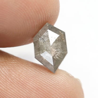1.99 CT Geometric Grey Black color 10 mm Natural loose salt and pepper diamond