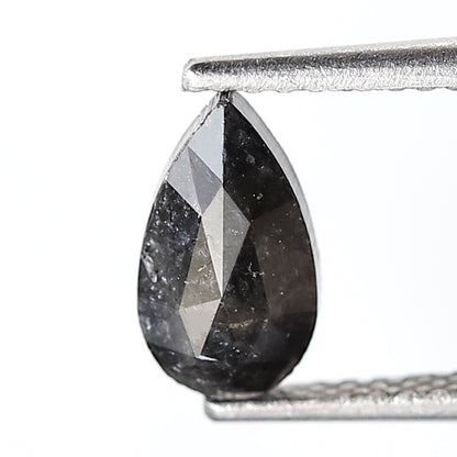 0.94 Ct Pear Shape Salt and Pepper Diamond 8 MM Grey Black Color natural Loose Diamond