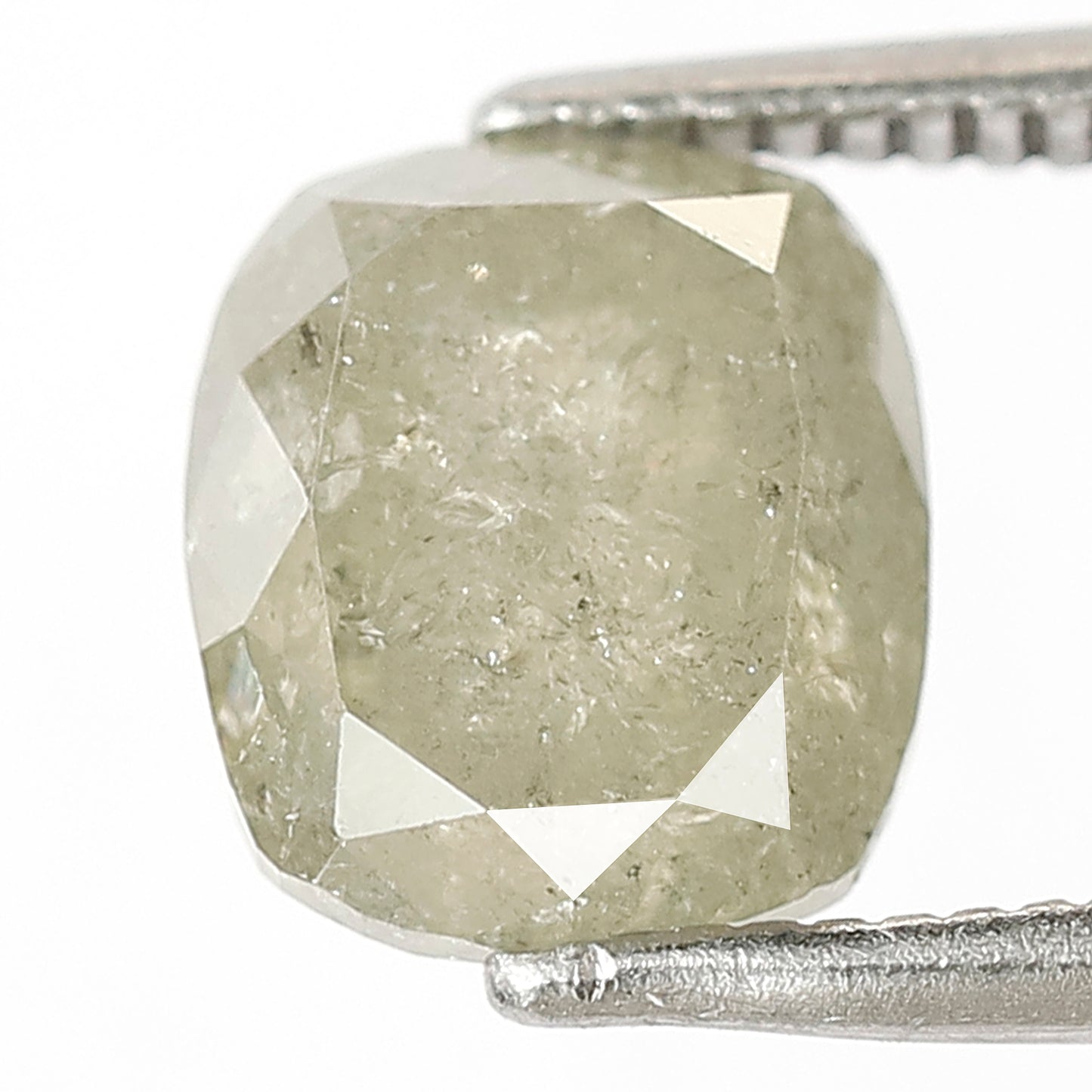 2.67 CT cushion shape light green color 8 MM natural loose salt and pepper diamond