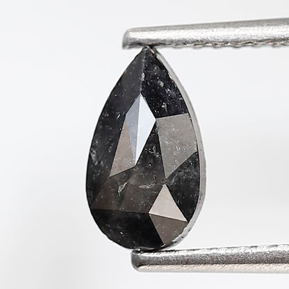 0.94 Ct Pear Shape Salt and Pepper Diamond 8 MM Grey Black Color natural Loose Diamond