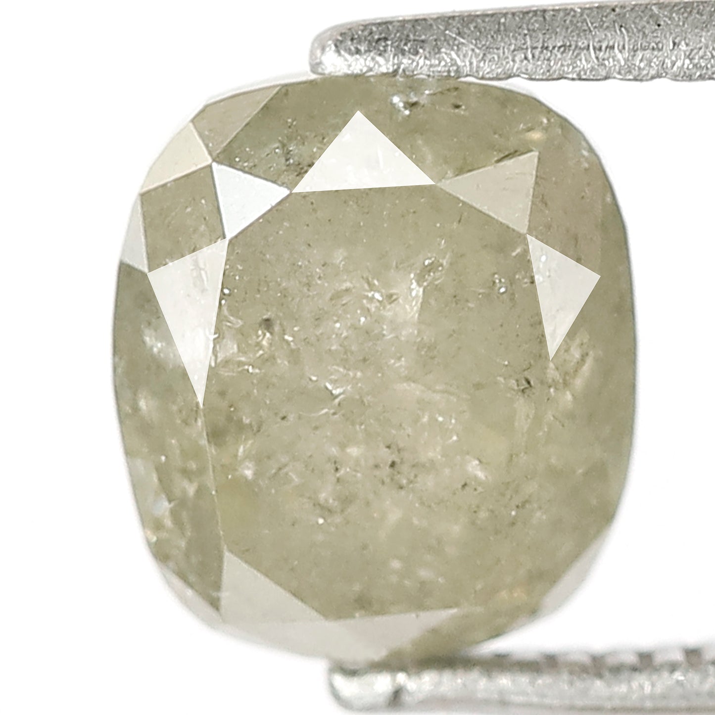2.67 CT cushion shape light green color 8 MM natural loose salt and pepper diamond