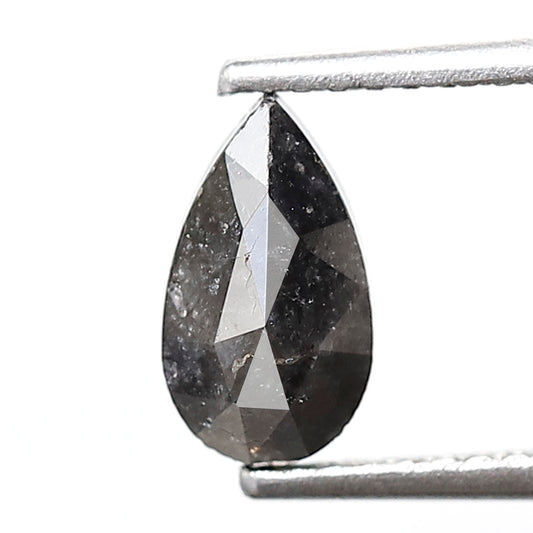 0.94 Ct Pear Shape Salt and Pepper Diamond 8 MM Grey Black Color natural Loose Diamond