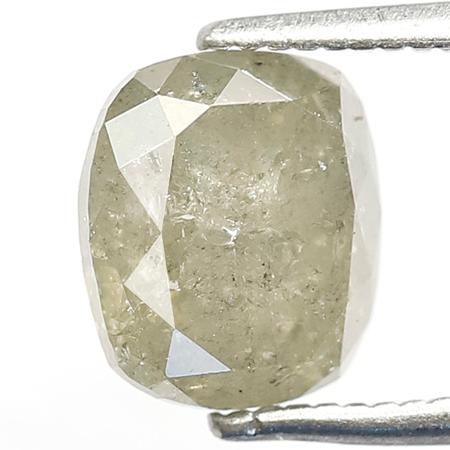 2.67 CT cushion shape light green color 8 MM natural loose salt and pepper diamond
