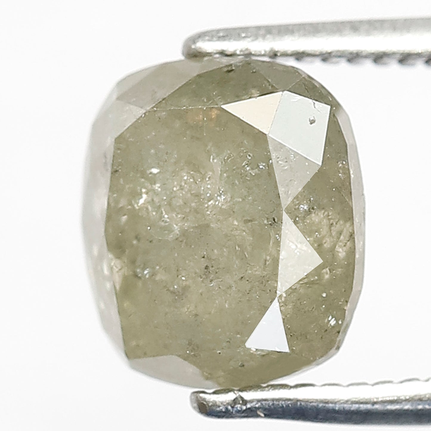 2.67 CT cushion shape light green color 8 MM natural loose salt and pepper diamond