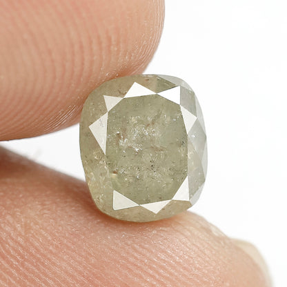 2.67 CT cushion shape light green color 8 MM natural loose salt and pepper diamond