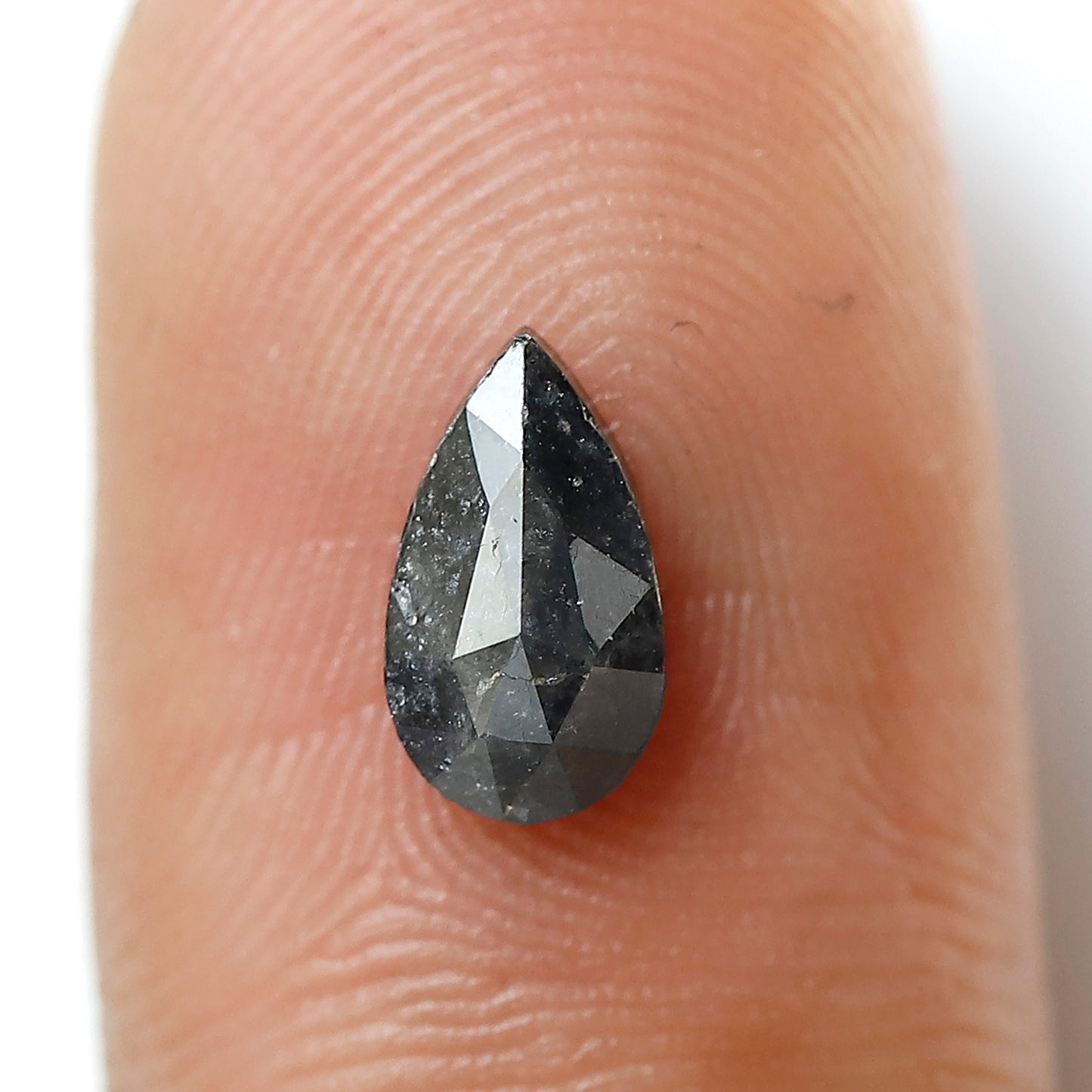 0.94 Ct Pear Shape Salt and Pepper Diamond 8 MM Grey Black Color natural Loose Diamond