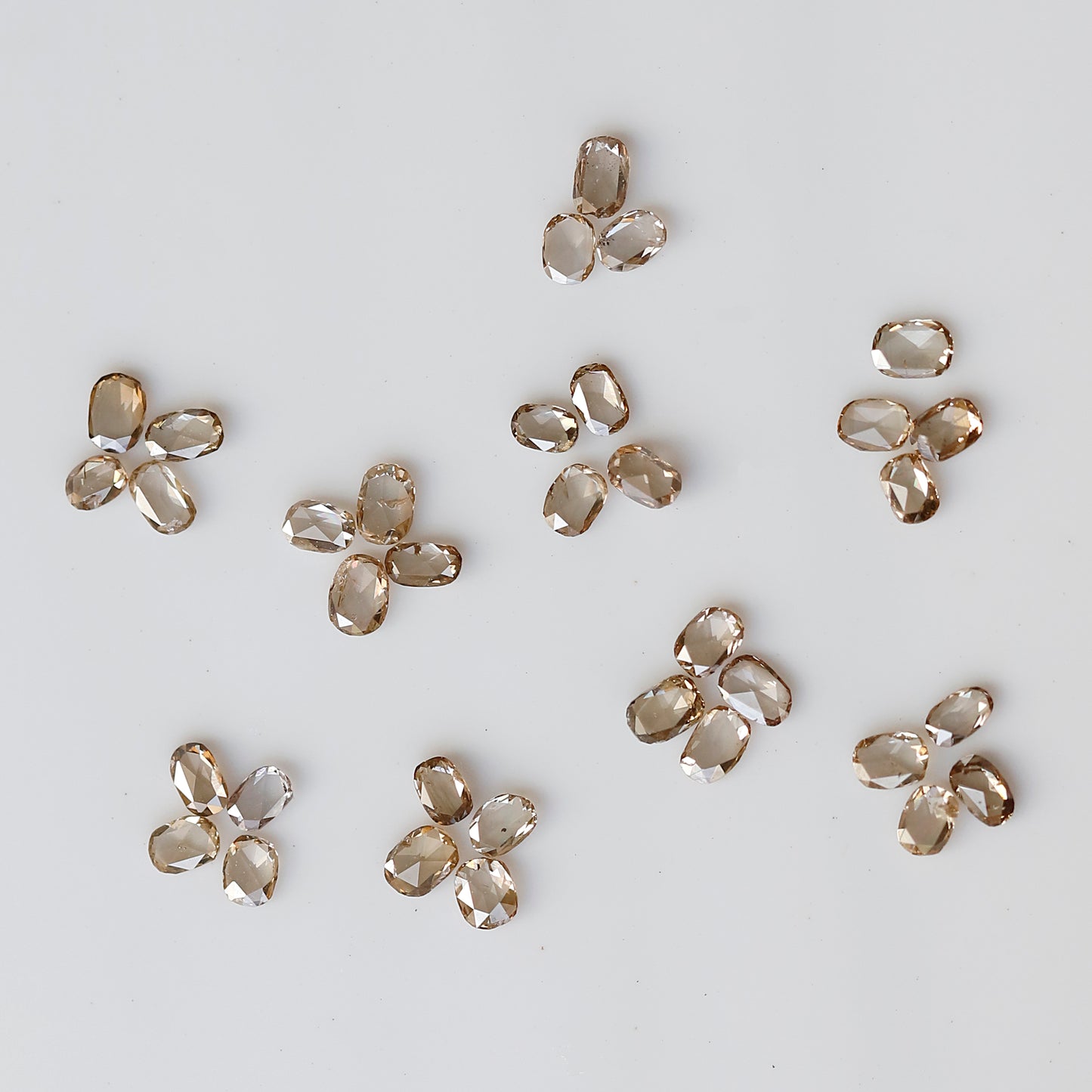 Oval Shape Rose Cut Diamond Lot 0.60 Ct, 18 Pcs Champagne Natural Loose Diamonds for Jewelry Making