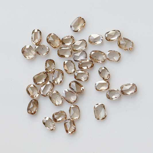 Oval Shape Rose Cut Diamond Lot 0.60 Ct, 18 Pcs Champagne Natural Loose Diamonds for Jewelry Making