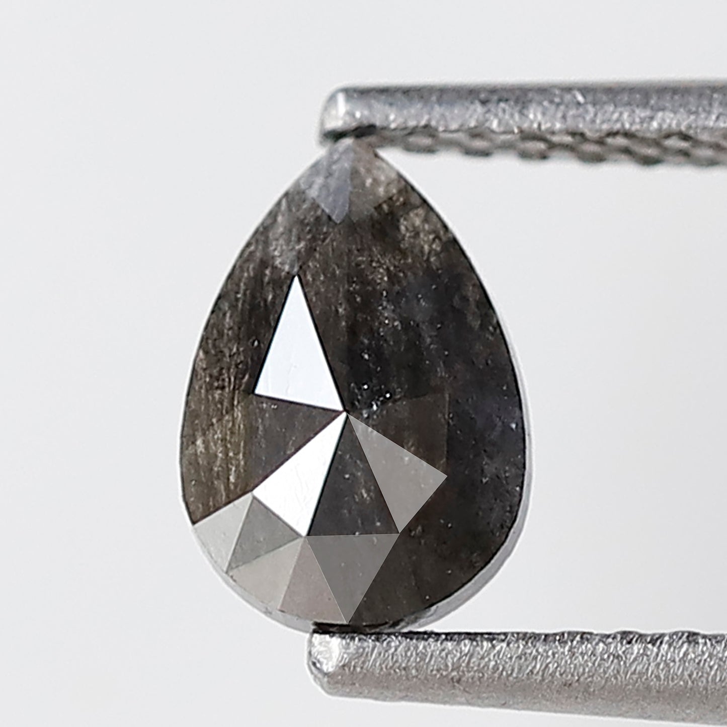 0.63 Ct 7 MM Pear Shape Salt and Pepper Diamond Natural Loose Grey Black Color Diamond