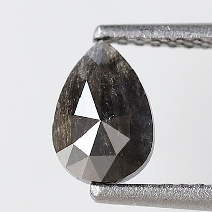0.63 Ct 7 MM Pear Shape Salt and Pepper Diamond Natural Loose Grey Black Color Diamond