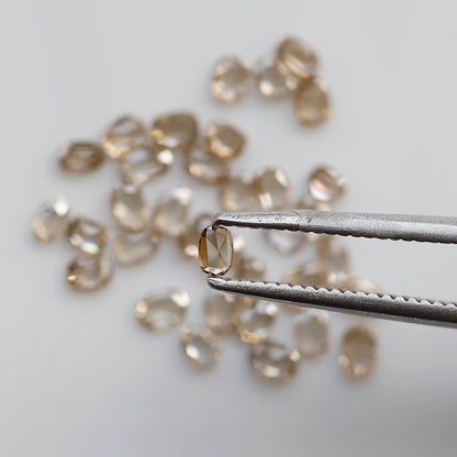 Oval Shape Rose Cut Diamond Lot 0.60 Ct, 18 Pcs Champagne Natural Loose Diamonds for Jewelry Making