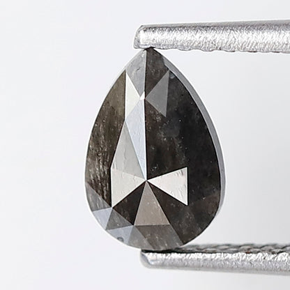 0.63 Ct 7 MM Pear Shape Salt and Pepper Diamond Natural Loose Grey Black Color Diamond