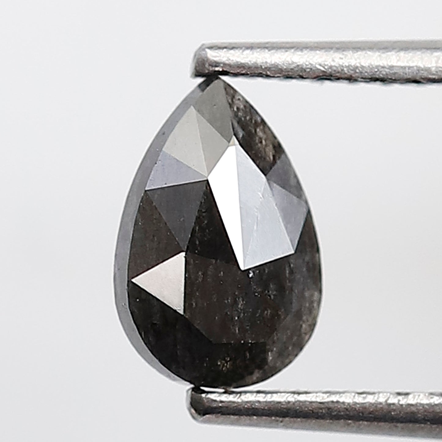 0.63 Ct 7 MM Pear Shape Salt and Pepper Diamond Natural Loose Grey Black Color Diamond