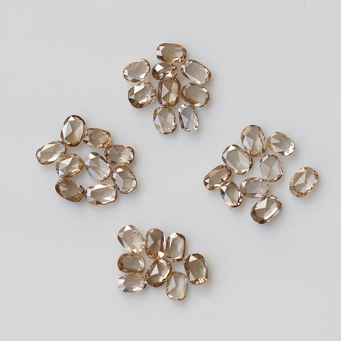 Oval Shape Rose Cut Diamond Lot 0.60 Ct, 18 Pcs Champagne Natural Loose Diamonds for Jewelry Making