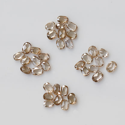 Oval Shape Rose Cut Diamond Lot 0.60 Ct, 18 Pcs Champagne Natural Loose Diamonds for Jewelry Making
