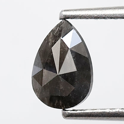 0.63 Ct 7 MM Pear Shape Salt and Pepper Diamond Natural Loose Grey Black Color Diamond